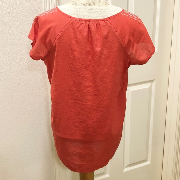 Old Navy Women’s S/S Orange Boho Peasant Top with Embroidery and Neck Ties - M - Picture 4 of 16